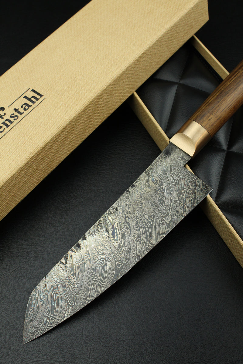 Damascus Santoku Torsion German Walnut