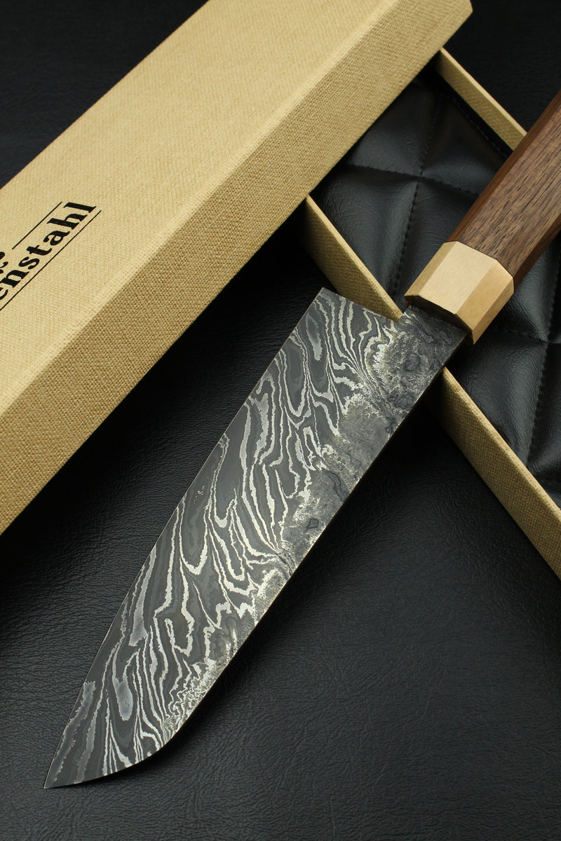 Damascus Santoku Zebra Black Walnut